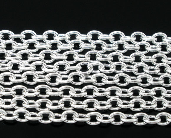 Silver Plated Cable Link Chain 10 meters (30 feet)  3.5mm x 2.5mm fch0017