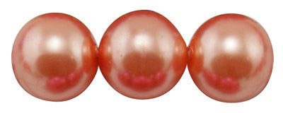 8mm TANGERINE CORAL Round Glass Pearls . 50 beads . bgl0432