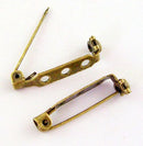 30 ANTIQUE BRONZE GOLD Metal Pin Backs, 27mm long pin0065