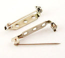 30 SILVER TONE Metal Pin Backs, 27mm long  fin0161