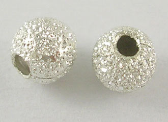 50 Silver Stardust Metal Round Beads  4mm . bme0268