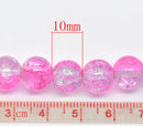 30 Crackle Glass LIGHT PINK and CLEAR Round Glass Beads . 10mm . always shipped from the usa . Bgl0328