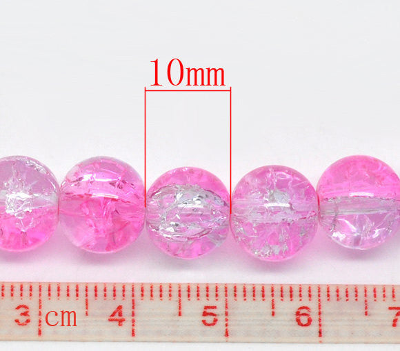 30 Crackle Glass LIGHT PINK and CLEAR Round Glass Beads . 10mm . always shipped from the usa . Bgl0328