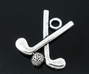 8 Crossed GOLF CLUBS and Ball Charm Pendants  25x22mm . chs0351