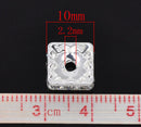 10mm CLEAR Rhinestone Crystal Squaredelle Square Spacer Beads . 10 pieces . bme0230
