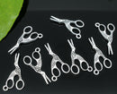 8 Antique Silver STORK SCISSORS Charm Pendants 26x15mm chs0207a