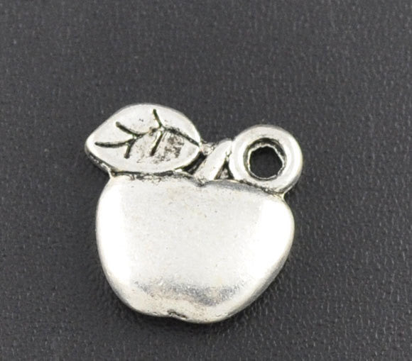 8 APPLE Silver Pewter Charms 11mm chs0054