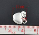 8 APPLE Silver Pewter Charms 11mm chs0054