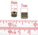 25 Bronze Metal BRASS CELTIC RECTANGLE Spacer Beads 7mm x 6mm bme0361