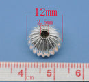 12 Large Silver Plated Corrugated Round Ball Spacer Beads 12mm Findings . bme0273