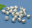 12 Large Silver Plated Corrugated Round Ball Spacer Beads 12mm Findings . bme0273