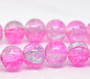 30 Crackle Glass LIGHT PINK and CLEAR Round Glass Beads . 10mm . always shipped from the usa . Bgl0328