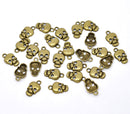 6 Antique Bronze Tone Metal SKULL Charms 17x10mm chb0238