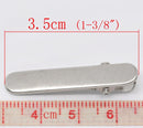 50 Silver Tone Barrettes Hair Clips 35 x 7mm . Alligator Teeth . fin0259