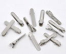 50 Silver Tone Barrettes Hair Clips 35 x 7mm . Alligator Teeth . fin0259