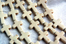 1 strand, 24 Beads Small Stone Cross Beads in WHITE, 16x12mm  Sideways Cross how0140
