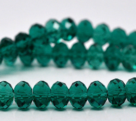 6x4mm MALACHITE GREEN Faceted Glass Crystal Rondelle Beads  36 pieces  bgl0548