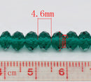 6x4mm MALACHITE GREEN Faceted Glass Crystal Rondelle Beads  36 pieces  bgl0548