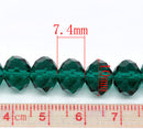 10mm  x 7.4mm MALACHITE GREEN Faceted Glass Crystal Rondelle Beads . 16 pieces bgl1049