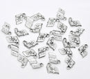 10 Silver Tone English Book Charm Pendants 17x11mm ABC Alphabet  chs0185