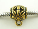 10 Gold Tone FLOWER Large Tube Spacer Beads with Bail for European Chains 10x11mm . fba0024