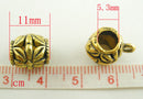 10 Gold Tone FLOWER Large Tube Spacer Beads with Bail for European Chains 10x11mm . fba0024