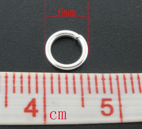 50 Silver PLATED Open Jump Rings 6mm x 0.9mm, 19 gauge wire jum0024a