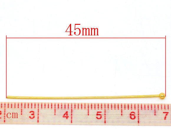 300 Gold Plated High Quality Ball Head Pins, 1.75" long (45mm)  22ga  22 gauge pin0069b