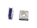6mm ROYAL BLUE Rhinestone Crystal Squaredelle Square Spacer Beads . 10 pieces . bme0227