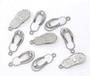 10 FLIP FLOP Shoe Charm Pendants, Silver Tone and White Enamel and Rhinestone, 23x9mm che0379b