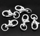 4 Silver Plated Lobster Swivel Clasps for Key Rings, Dog Leashes  31mm x 15mm fcl0020