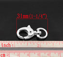 4 Silver Plated Lobster Swivel Clasps for Key Rings, Dog Leashes  31mm x 15mm fcl0020