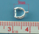 10 Silver Plated LEAF Pinch Bails with copper base . for jewelry making . 9x7mm  fba0041