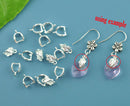 10 Silver Plated LEAF Pinch Bails with copper base . for jewelry making . 9x7mm  fba0041