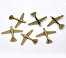 2 Large Antique Bronze Metal Glider AIRPLANE Charm Pendants CHB0038