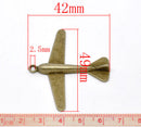 2 Large Antique Bronze Metal Glider AIRPLANE Charm Pendants CHB0038
