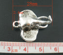 10 Antique Silver Tone Metal Pewter ELEPHANT Head Charms chs0719