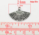 10 Silver Tone Metal Pewter GEISHA FAN Charms chs0678