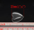 20 Clear Heart Glass Dome Seals 25x25mm (1"x1") for Cabochons Pendants, Charms, Scrapbooking cab0169
