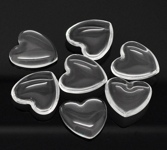 20 Clear Heart Glass Dome Seals 25x25mm (1"x1") for Cabochons Pendants, Charms, Scrapbooking cab0169