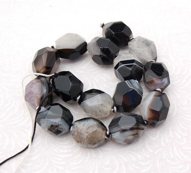 20x15mm BOTSWANA AGATE Oval Nugget Beads, Natural Gemstones . geodes drilled end to end, full strand, gag0192