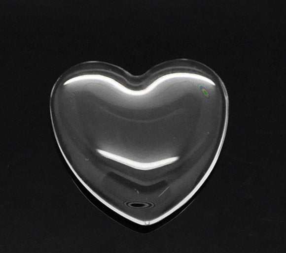 20 Clear Heart Glass Dome Seals 25x25mm (1"x1") for Cabochons Pendants, Charms, Scrapbooking cab0169
