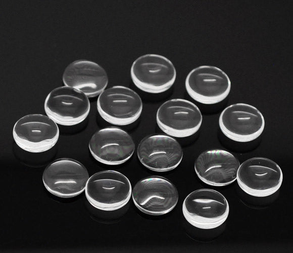 10 SMALL Clear Glass Domed Cabochons  12mm or 1/2" inch for Bottlecaps, Pendants, Jewelry Making,  Scrapbooking cab0083a