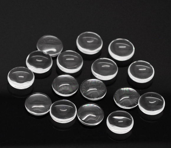 100 SMALL Clear Glass Domed Cabochons  12mm or 1/2" inch for Bottlecaps, Pendants, Jewelry Making,  Scrapbooking cab0083b