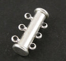 2 Magnetic 3-strand Slider Connector Clasps, 20x5mm  for Multi Strand Bracelets and Necklaces, silver tone metal, fcl0189
