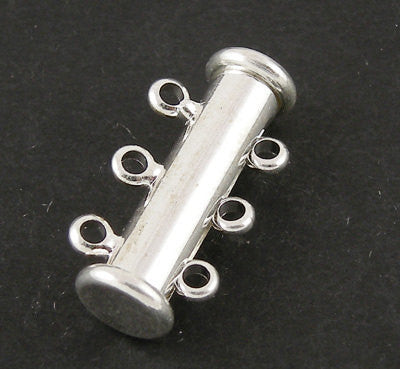 2 Magnetic 3-strand Slider Connector Clasps, 20x5mm  for Multi Strand Bracelets and Necklaces, silver tone metal, fcl0189