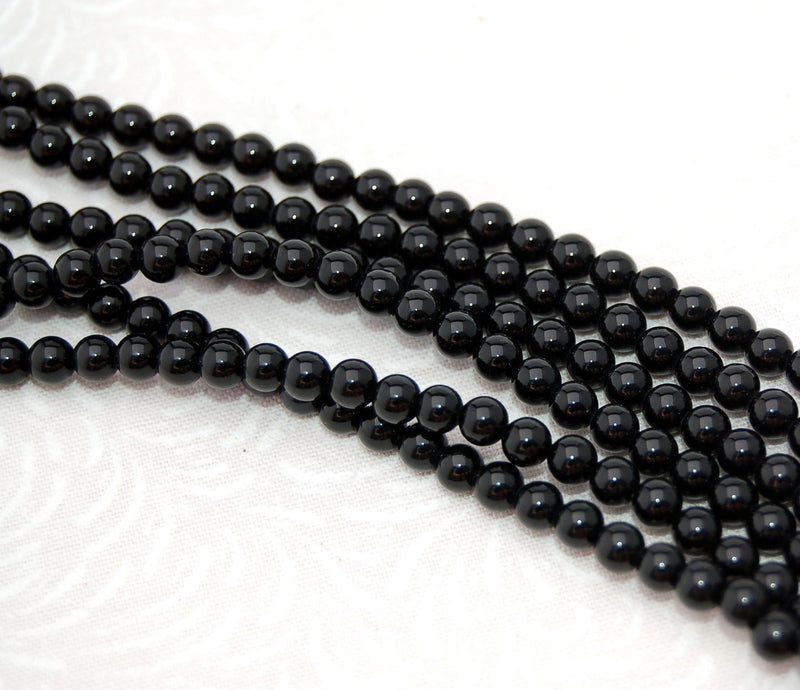 3mm Round BLACK ONYX Beads, Natural Gemstones, full strand, gon0029