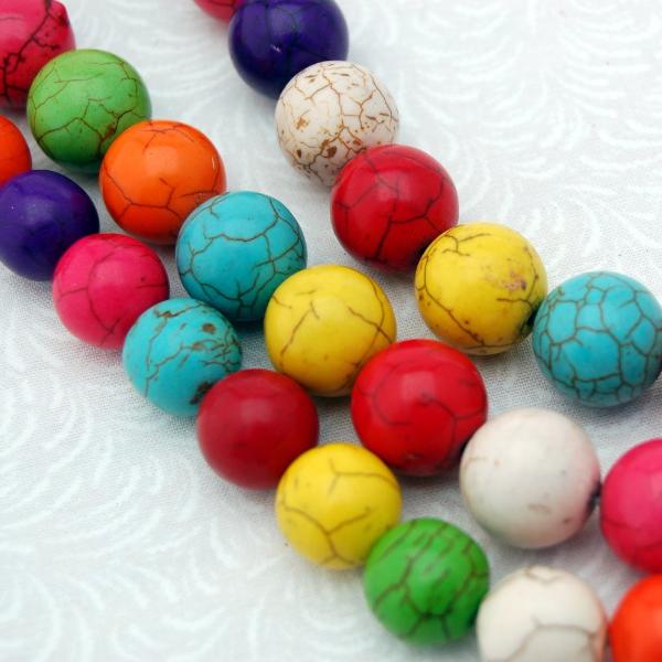 4mm Synthetic Howlite Stone Beads ROUND BALL, mixed colors how0233