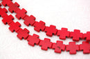 1 strand Synthetic Howlite Stone Beads RED MALTESE CROSS 15mm how0187