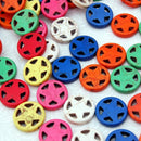 Howlite STAR Beads MIXED Colors STARS inside CIRCLES 20mm, strand, how0112